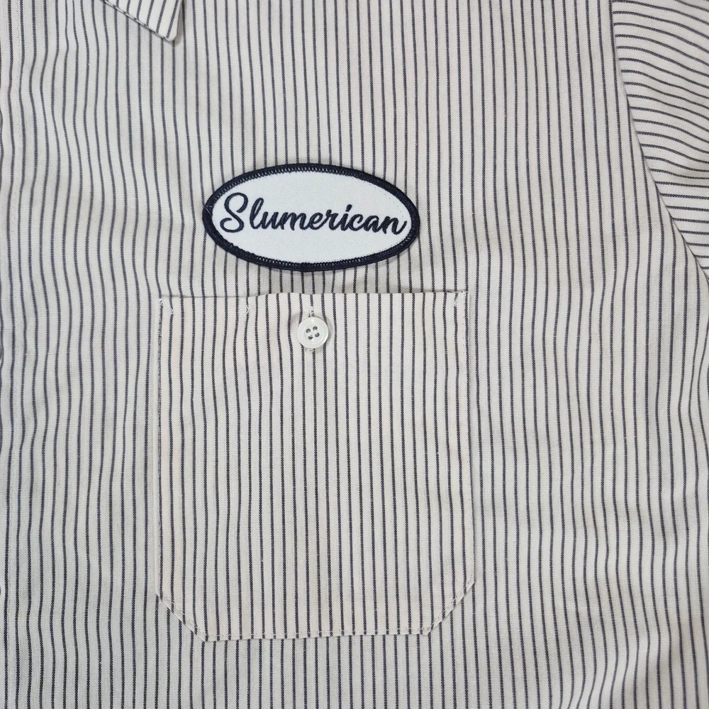Yelawolf Slumerican Shirt‎ Mens 2X Skull Pinup Mechanic Pinstripe Button Up